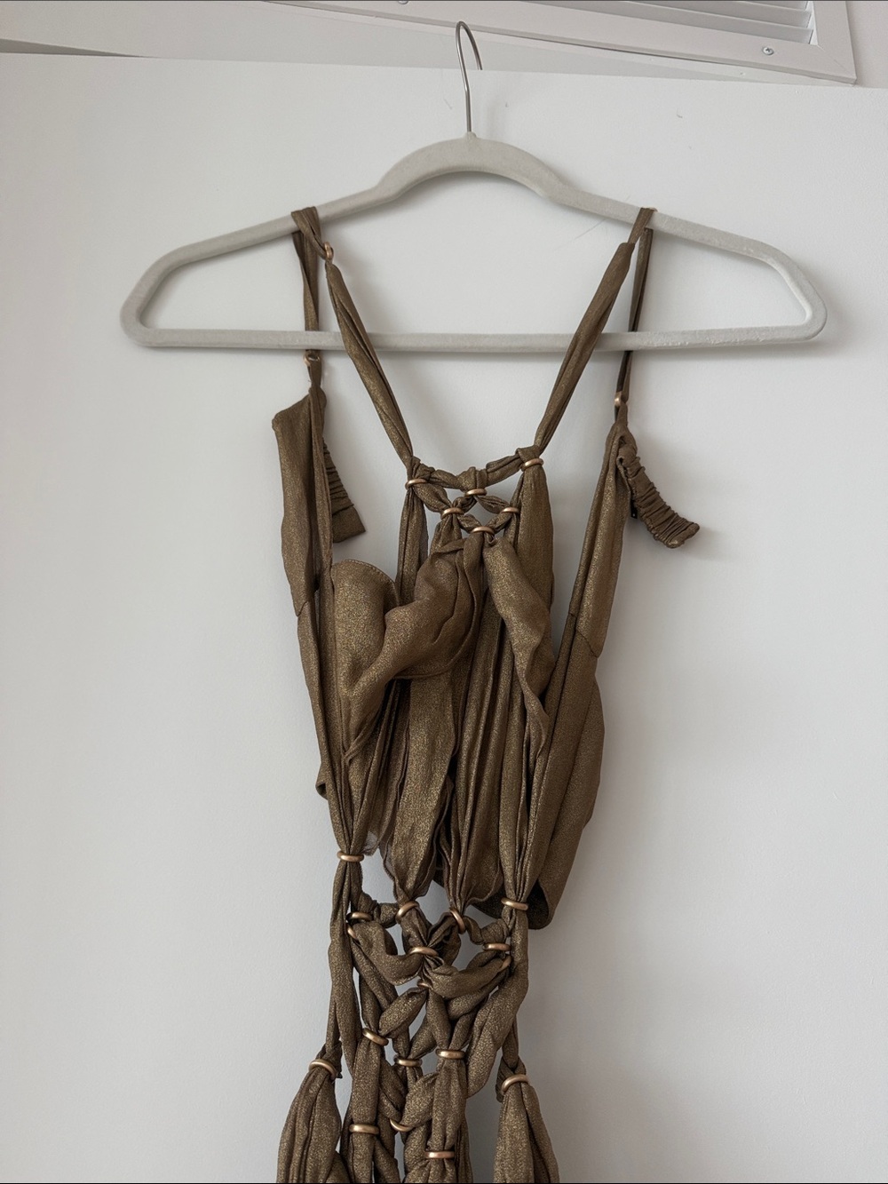 Cult Gaia Alexa Gown - Olive Green Halter Cutout Evening Dress - Picture 6 of 7